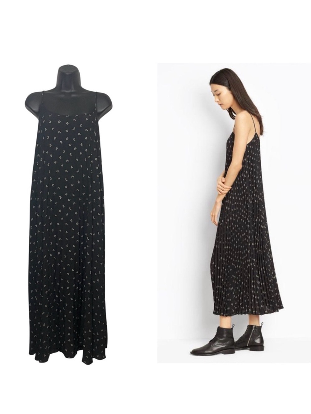 Vince Floral Pleated Cami Maxi Dress